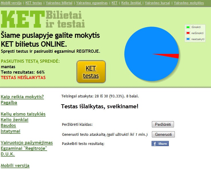 Vairavimo teorijos egzaminas islaikytas