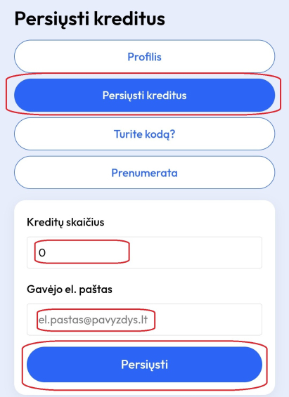 persiusti kreditus kitam ketbilietai