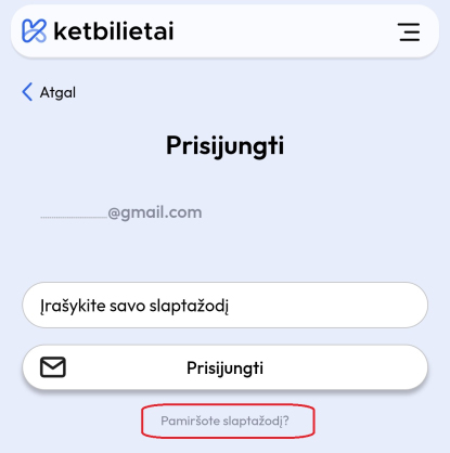 pamirsai slaptazodi prisijungimo puslapyje ketbilietai
