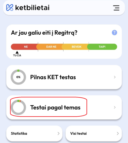 testai pagal temas ketbilietai