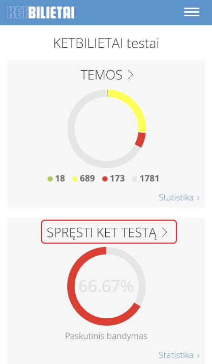 spresti tek testa ketbilietai
