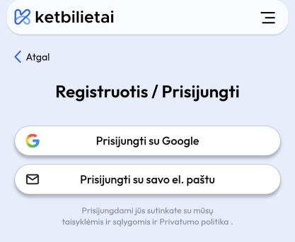 ketbilietai prisijungimo budai