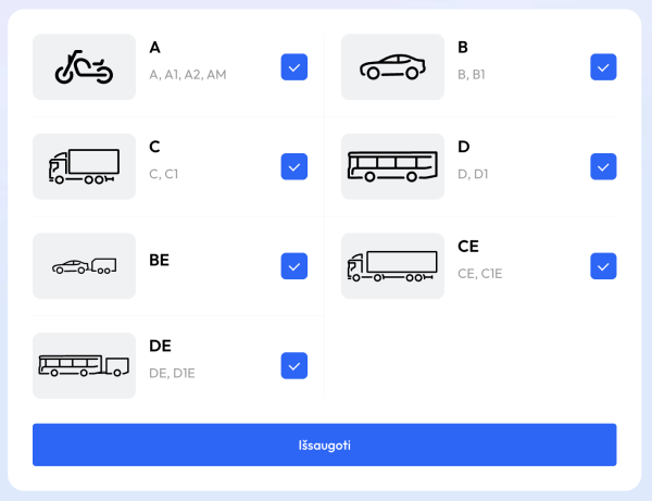 Nemokamas KET testas egzaminui Regitra A B C D kategorijos