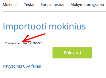 importuoti vairavimo mokyklos mokinius ar grupe