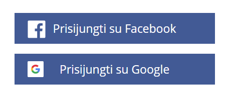 Prisijungimas su Facebook ir Google