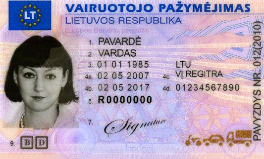 vairuotojo pazymejimas