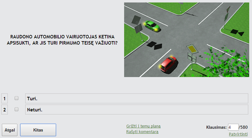 Vairavimo teorijos egzaminas Regitroje