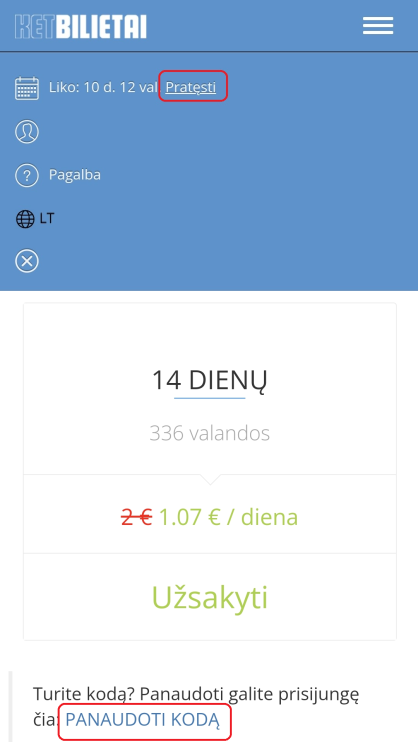 panaudoti ketbilietai koda kupona